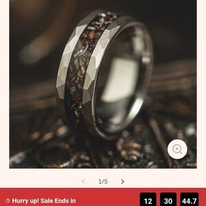 Faceted Silver Tungsten Ring with Multicolor Stone Inlay - Men Accessories